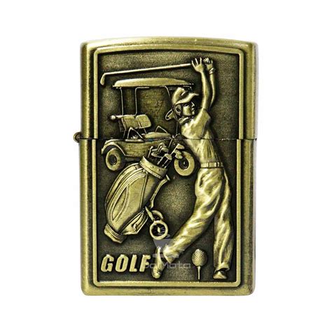 Isqueiro De Metal Dourado Golf Tabacaria Da Mata