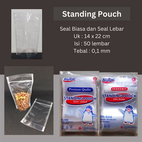 Jual Standing Pouch Seal Lebar Uk 14x22cm Stand Pouch Plastik Zipper