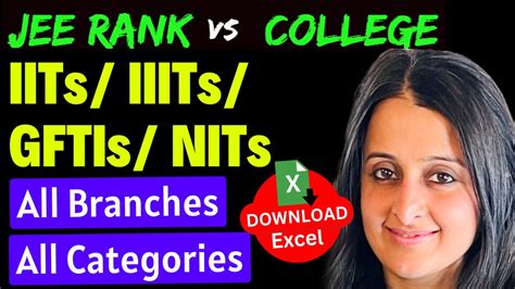 Jee Mains Rank Vs Nits Iiits Gfti Cut Off All Categories Closing Rank