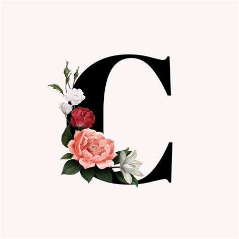 Classic And Elegant Floral Alphabet Font Letter C Free Image By