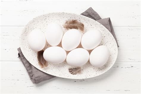 Premium Photo | White chicken eggs