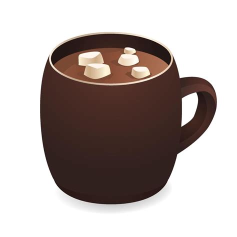 Homemade Spicy Hot Chocolate With A Cinnamon Stick In Brown Cup Hot Cocoa With Marshmallows In