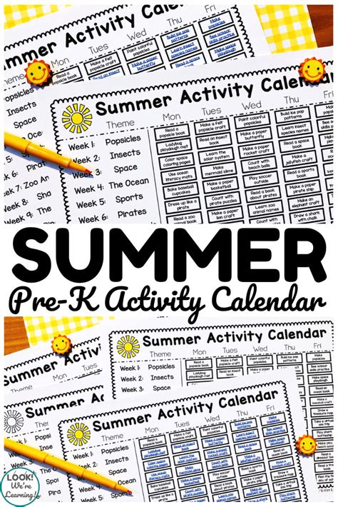 Summer Fun Printable Preschool Summer Activity Calendar