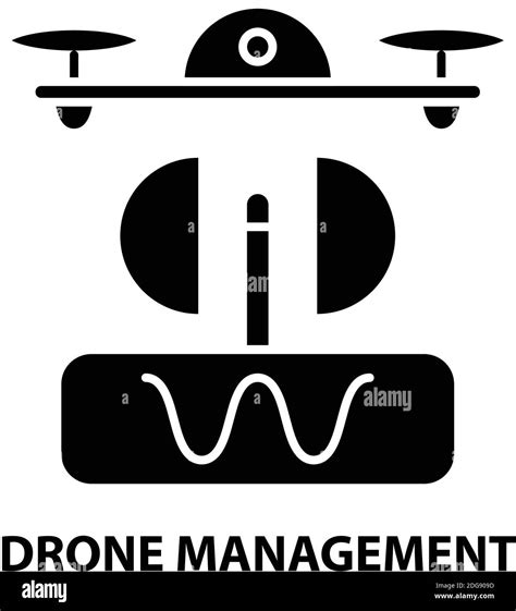 Drone Management Icon Black Vector Sign With Editable Strokes Concept