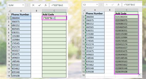 How To Add Country Area Code To A Phone Number List In Excel