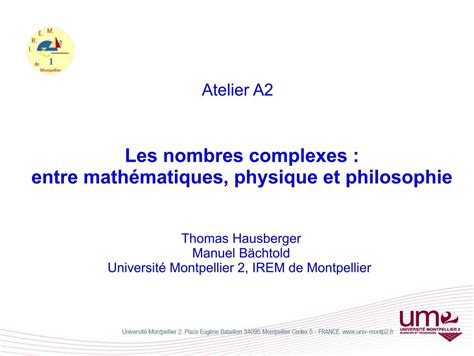 Les Nombres Complexes Entre Math Matiques Physique Et