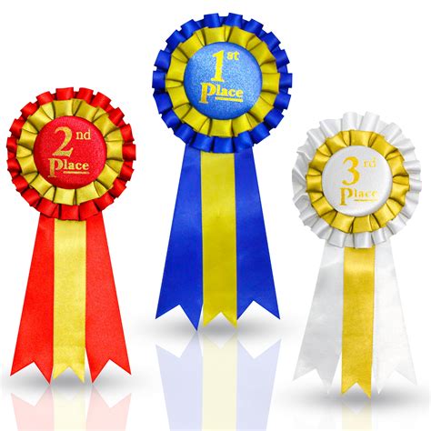 Amazon.com : Premium Award Ribbons Blue,Red,White - 1st, 2nd, 3rd Place ... 