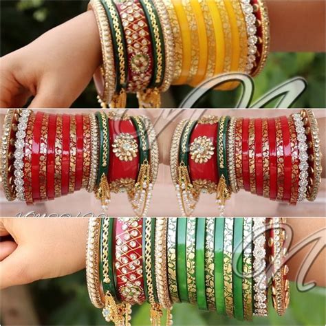 Traditional Rajasthani Style Dhalu Shape Multi Color Chura Set Indian