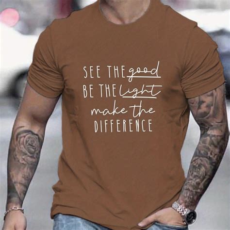 Men S Letter Print T Shirt For Summer Outdoor Casual Be The Light