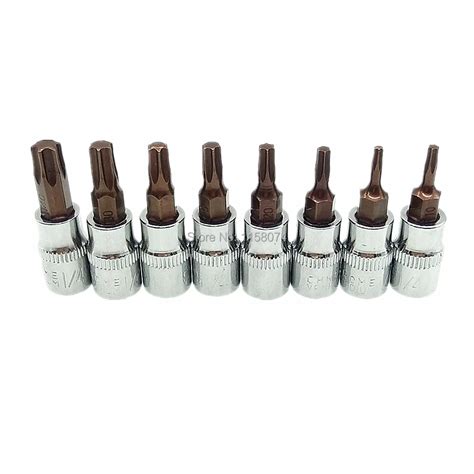 8 Piece 1 4 Square Impact Driver Torx Bit Socket Screwdriver Set T8 T10 T15 T20 T25 T27 T30 T40