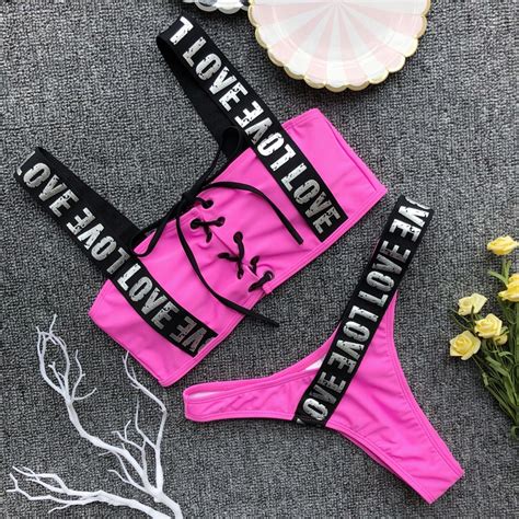 STRÓJ KĄPIELOWY BIKINI BRAZYLIANY NAPISY LOVE HIT 11844238899 oficjalne archiwum Allegro