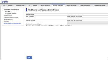 Modification du mot de passe administrateur dans Web Config