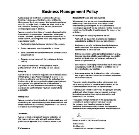 Template Business Policies And Procedures