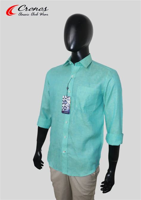 Plain Men Linen Sea Green Shirt Full Sleeves Casual Wear At Rs 2199