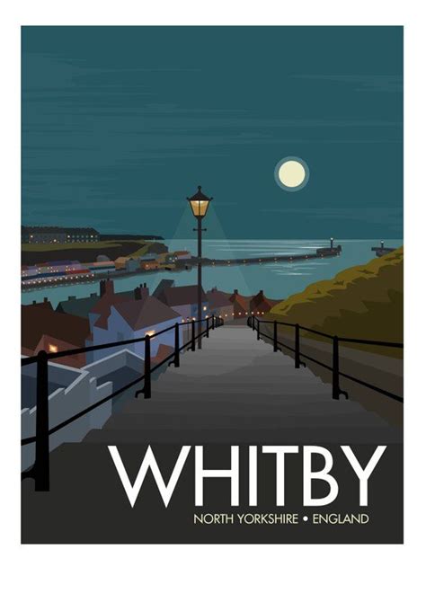 Whitby North Yorkshire England Uk Signed Travel Poster Print Etsy