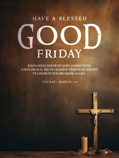 Premium Psd Good Friday Poster Template With Cross Wood