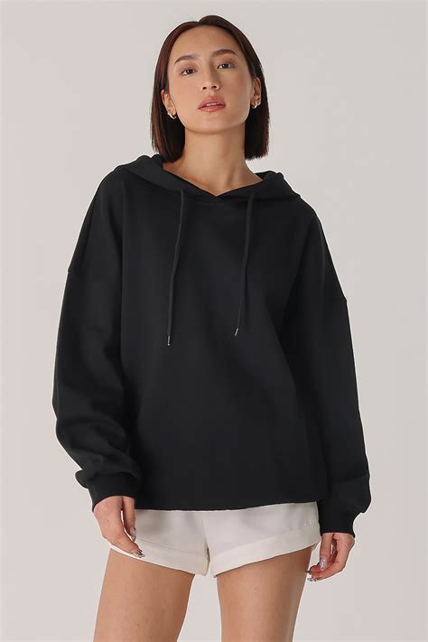 JODIE OVERSIZED PULLOVER HOODIE (BLACK) | Lovet