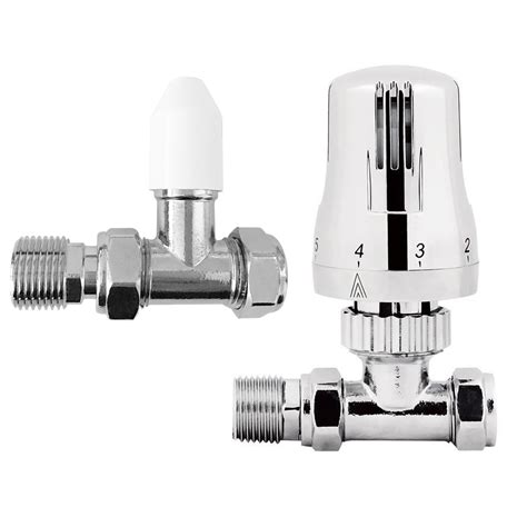 Modern Straight Heated Radiator Valves Towel Rail Thermostatic And