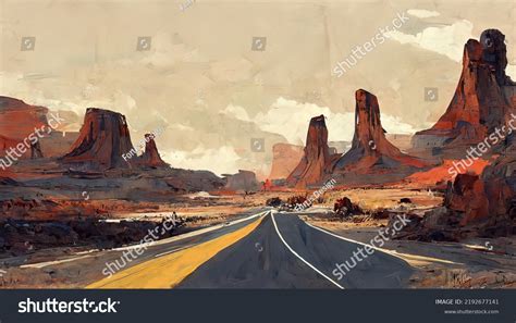 Abandoned Road Desert Empty Road Worn Stock Illustration 2192677141 ...