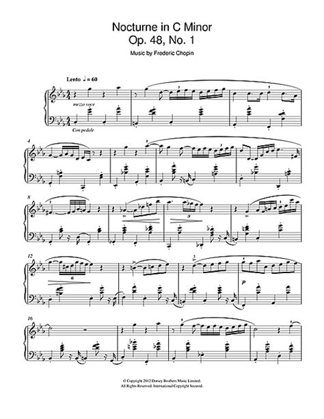 Frederic Chopin Nocturne In C Minor Op 48 No 1 Sheet Music PDF Notes