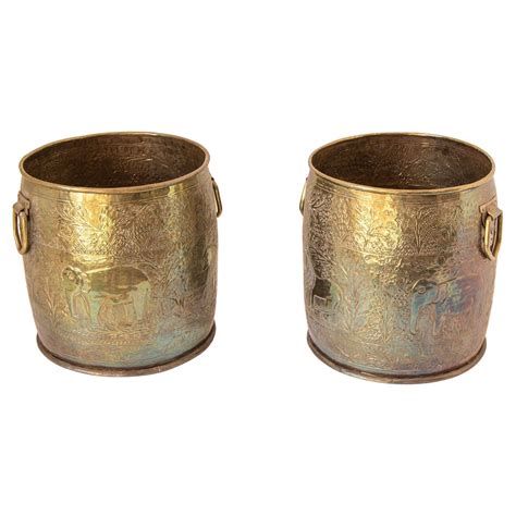 Vintage Brass Hammered Planter At 1stDibs