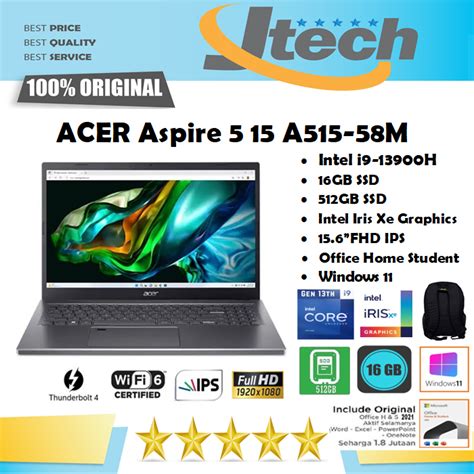 Jual ACER Aspire 5 A515 58 I9 13900H 16GB 512GB SSD 15 6 FHD