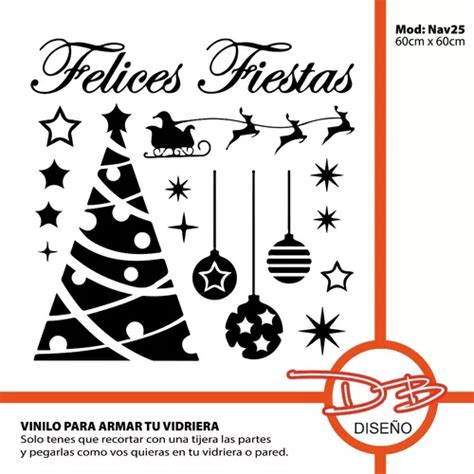 Vinilos Vidrieras Navidad Arboles Navideños Felices Fiestas