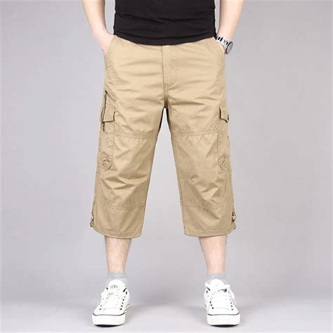 Pantalones Cortos De Carga Para Hombre Capri De Algod N El Stico