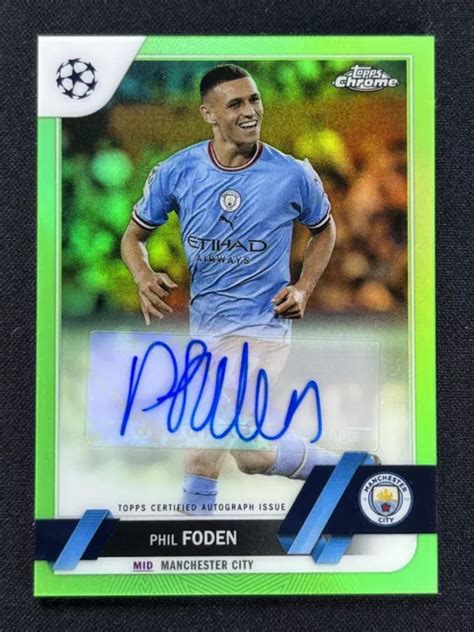 Topps Chrome Uefa Champions League Phil Foden Ca Pf Neon Green