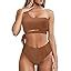 Mooslover Women One Shoulder High Waisted Bikini Tie High Cut Two Piece Swimsuits Clothing