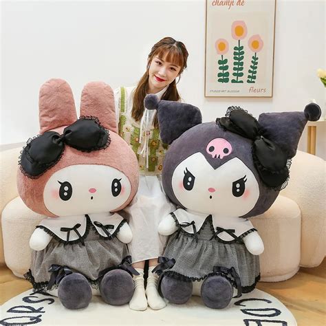 Sanrio Czarny Kuromi Mymelody Pluszowe Wype Nione Lalki Kawaii Sofa Z