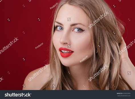 Sexy Women Blonde Red Dress On Stock Photo 525923593 Shutterstock
