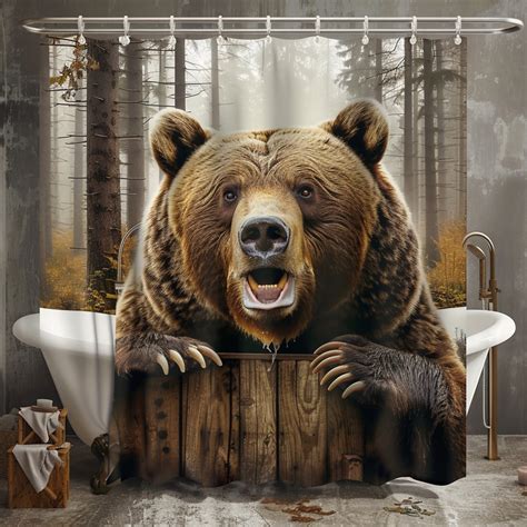 Roaring Wilderness Brown Bear Grizzly Shower Curtain With Majestic