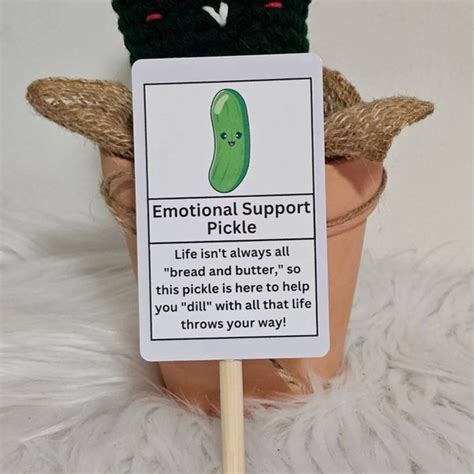 Printable Emotional Support Pickle Tags Mini Pickle Pattern Display