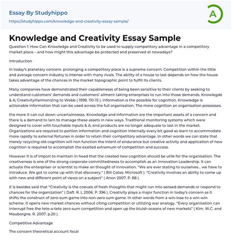 Knowledge And Creativity Essay Sample StudyHippo