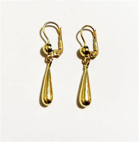 K Solid Yellow Gold Inchclassic Tear Drop Lever Back Dangling