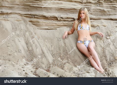 Beautiful Woman Bikini On Sand Stock Photo 429521128 Shutterstock