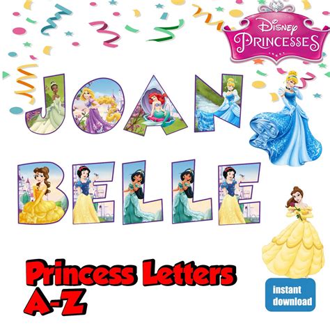 Princess Alphabet Font Clipart Disney Princess Alphabet | Etsy