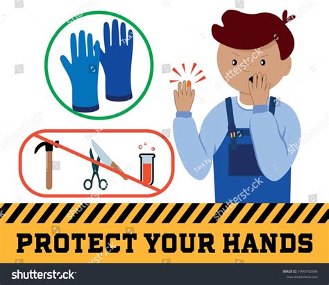 Safety First Protect Your Hands Poster Stock Vector Royalty Free