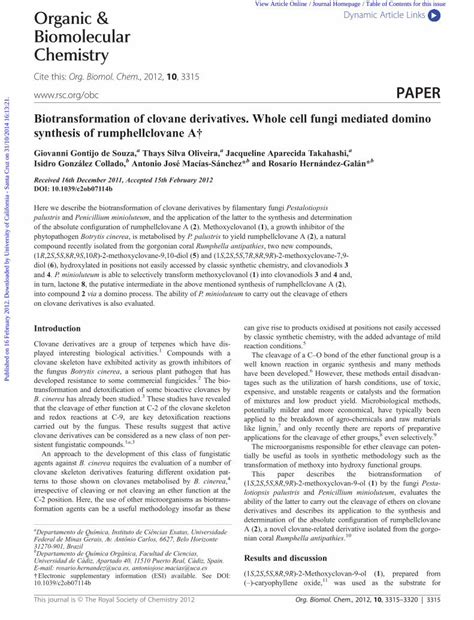 PDF Biotransformation Of Clovane Derivatives Whole Cell Fungi