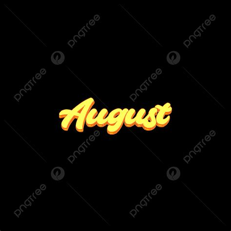 3d Yellow August Font, Lettering, Month, Calendar PNG Transparent