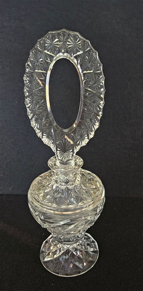 Large Vintage Clear Glass Perfume Bottle Etsy