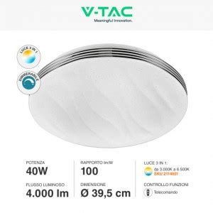 SKU 2114601 VT 8403 V TAC Plafoniera LED Rotonda 40W Con Telecomando