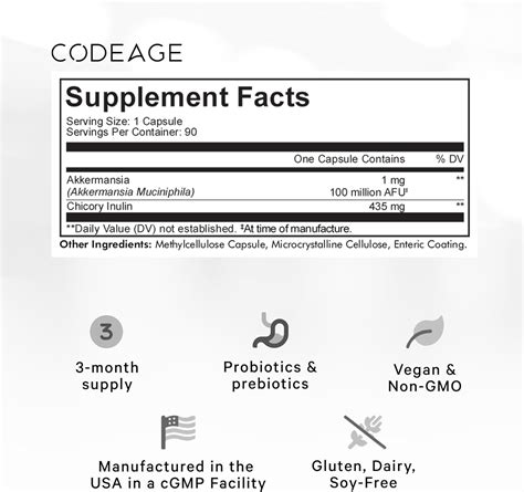 Codeage Akkermansia Muciniphila Suplemento probiótico para 3 meses de