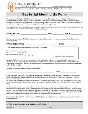 Fillable Online Bacterial Meningitis Form Fax Email Print PdfFiller