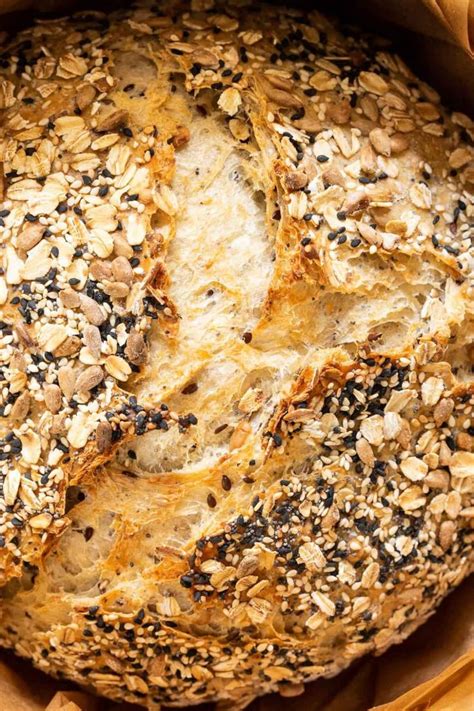 No Knead Seeded Oatmeal Bread Recipe Artisan Bread Recipes Oatmeal