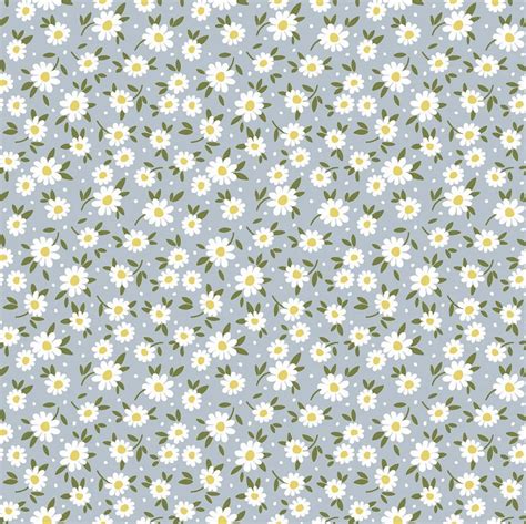 Tricoline Estampado Tiny Daisy Azul Renatta Tecidos