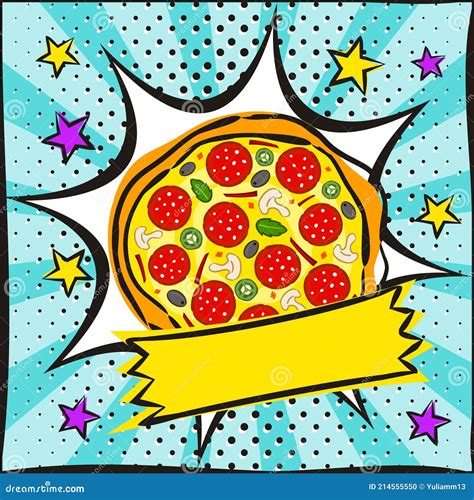 Bright Picture On The Theme Of Pizza In The Pop Art Style Stock Vector