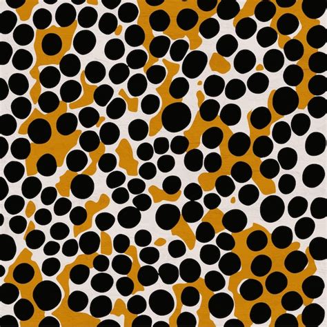 Premium Photo Mustard Retro Abstract Modern Spots Pattern Fabric Art