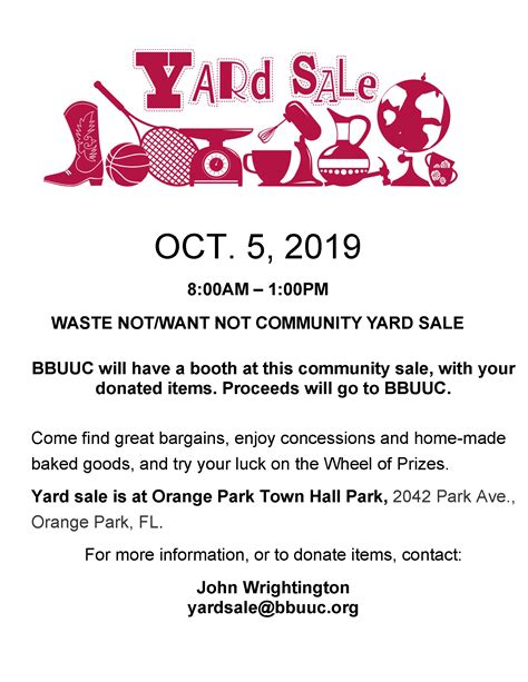Waste Not/Want Not Yard Sale - BBUUC